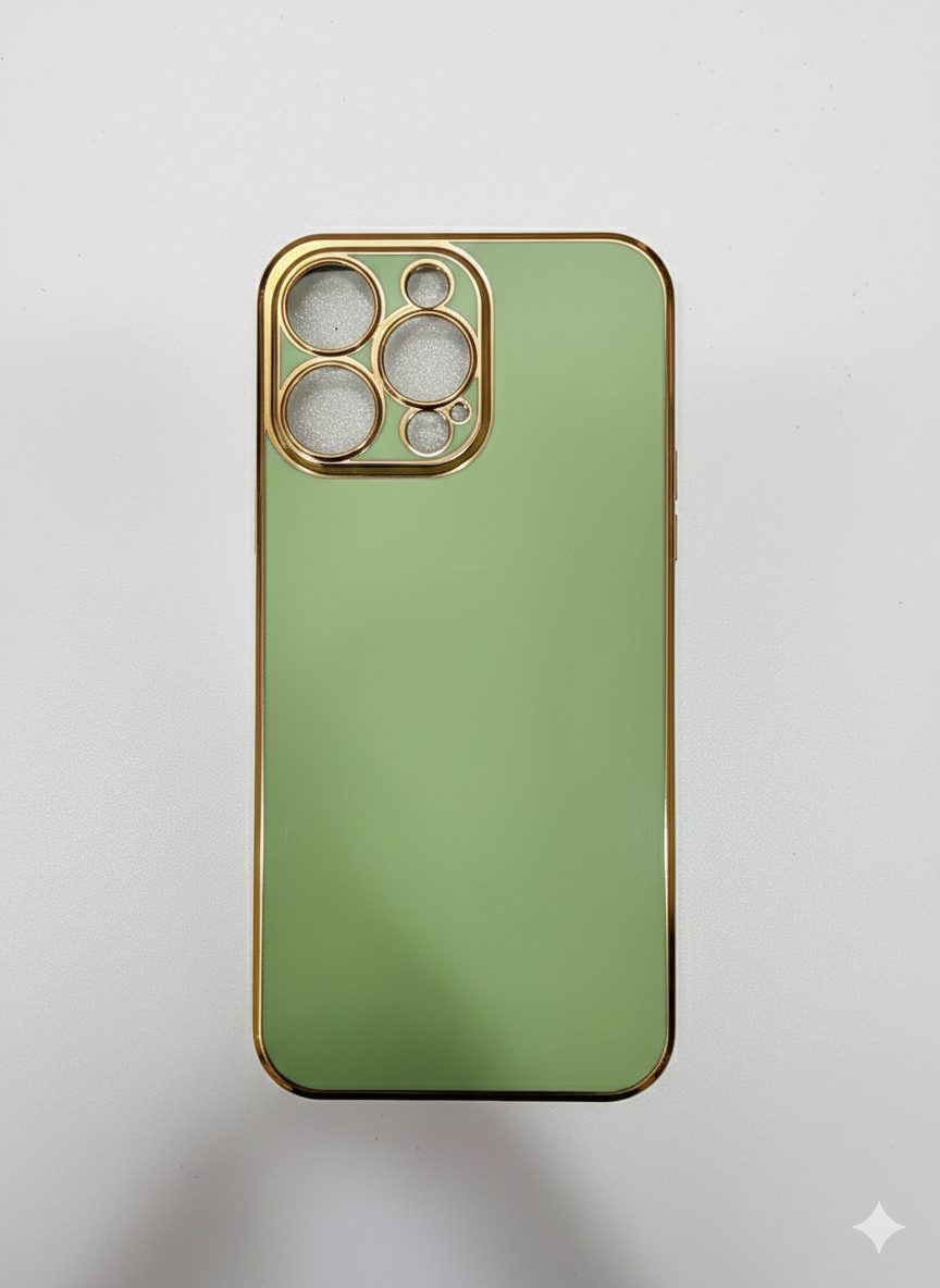 قاب نیو اسکین رنگی محافظ لنزدار محافظ لنزدار IPhone 14 Promax - پسته ای